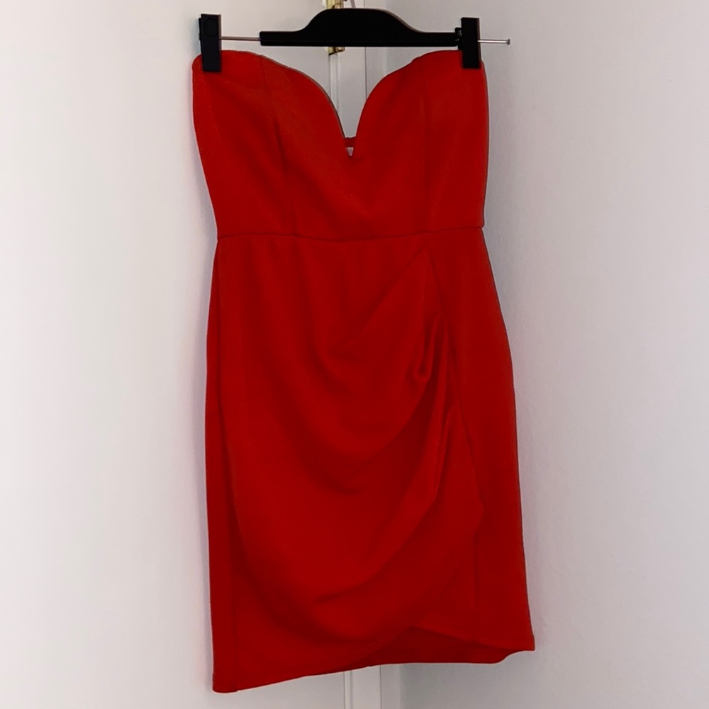 Coral strapless dress